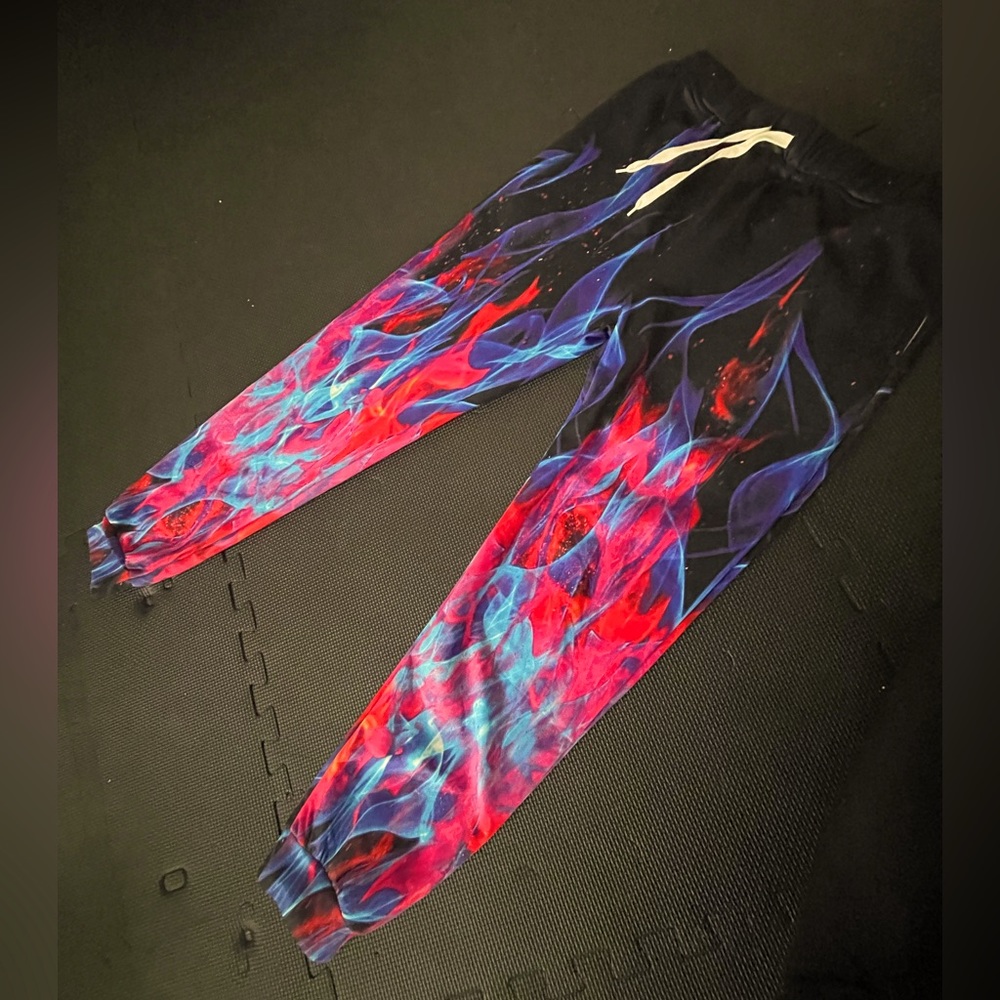 Flames pants size S festival rave neon burning man